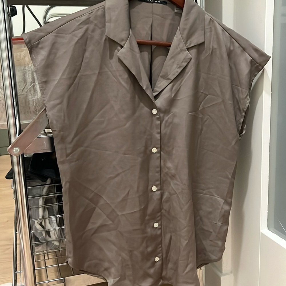 Satin work shirt, olive green